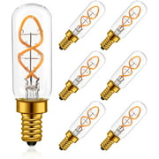 Dimmable T25 LED Light Bulbs, Clear Tubular Candelabra Light Bulbs 4W Equivalent 40 Watt, 2700K Warm White, Flexible Spiral LED Filament Bulb 250 Lumens E12 Base, Pack of 6