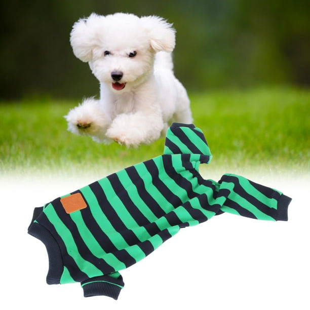 Crtynell Dog Pajamas Striped Lightweight Striped Dog Pajamas Stylish Dog Accessories Cute Stretchy Breathable 4 Legged Pet Pajamas For Home Daily Wear