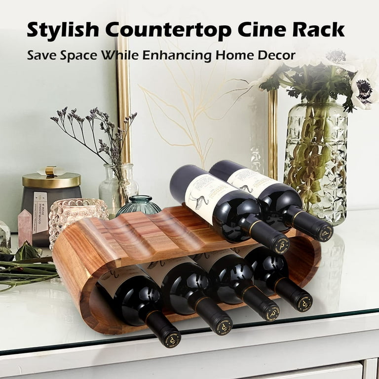 Wooden 8-Bottle Wine Racks Countertop, Premium Acacia Wine Bottle