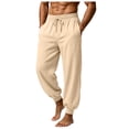 thumbnail image 3 of Akiihool Casual Pants for Men Mens Cargo Pants Elastic Waist for Men Casual Long Trousers Pants Beige,L, 3 of 6
