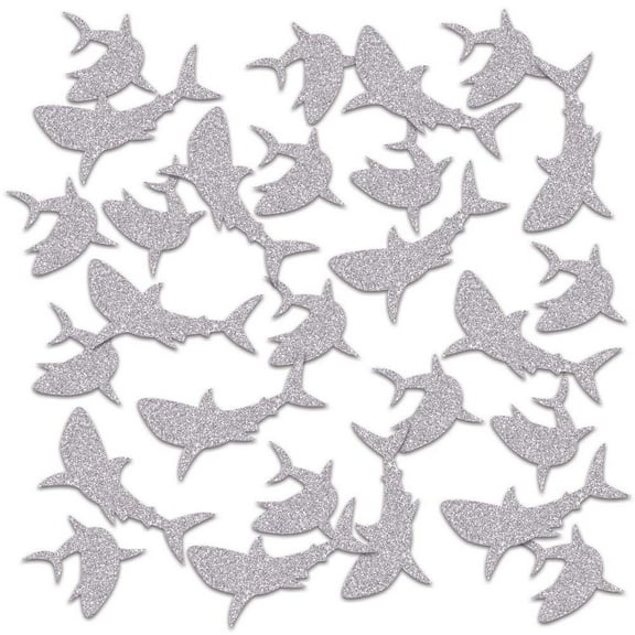 Silver Glittery Shark Confetti - 1 Pack
