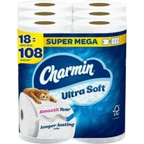 Ultra Soft Super Mega Toilet Paper, 2-Ply, White, 366 Sheets/Roll, 6 Rolls/Pack, 3 Packs/Carton (01568)
