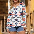 thumbnail image 5 of NTACZA V Neck Tops for Women Trendy Western Aztec T-Shirt Long Sleeve Button Cowgirl Woman Shirts L, 5 of 5
