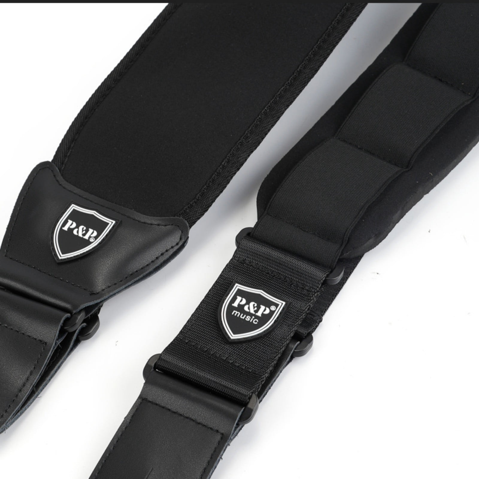 Adjustable Padded Guitar Strap for Electric Acoustic Bass Guitar with PU Leather Ends Black