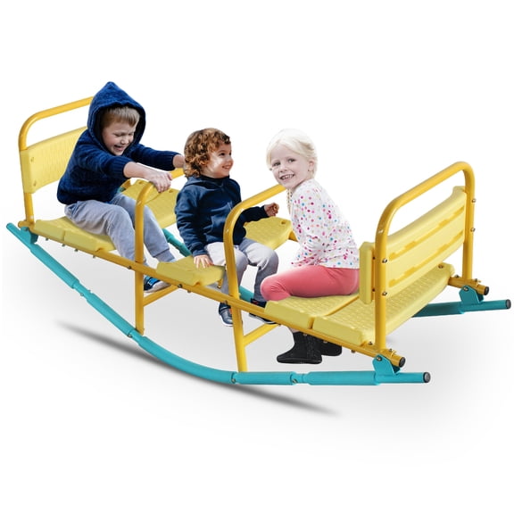 NBBGS Teeter Totter, Seesaw for Kids Outdoor for Ages 4- 12, Teeter Popper Toddler Outdoor Toys Gifts with Easy-Grip Handles