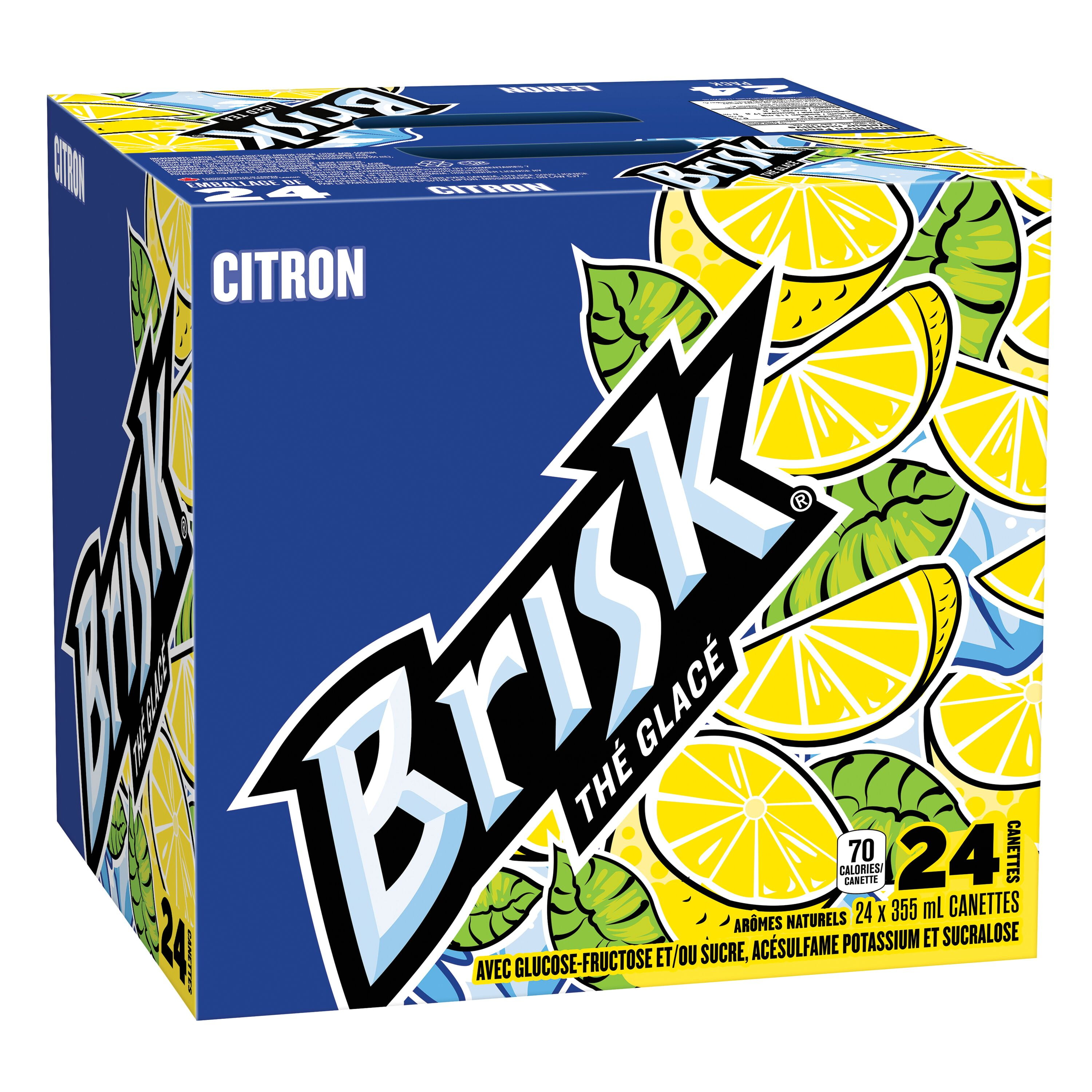 Le thé glacé au citron Brisk, 24 x 355 mL, canettes. 24x355mL