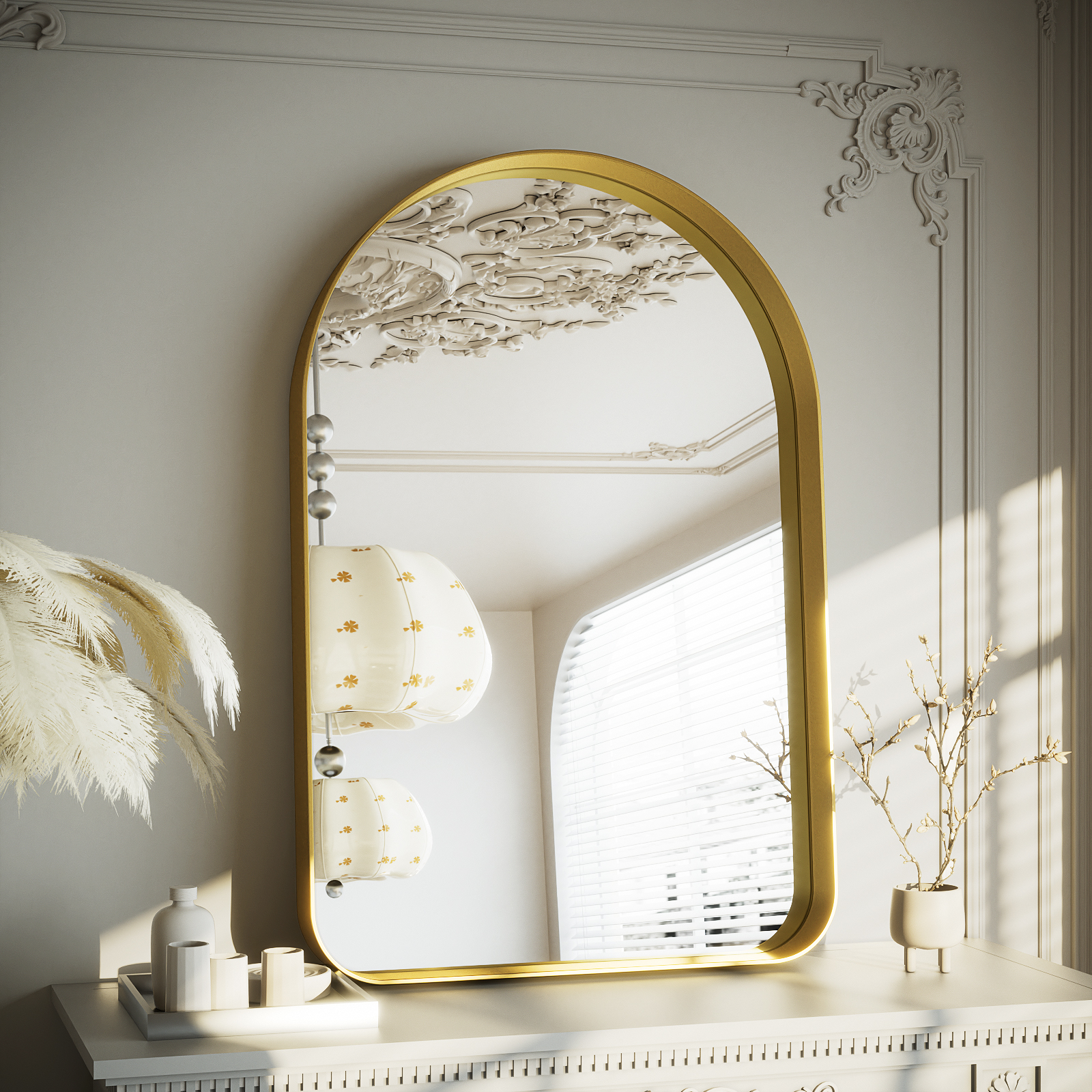 GRAHMCY 30"x20" Bathroom Vanity Rectangle Mirror With Deep Frame, Gold