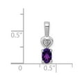 thumbnail image 3 of White Sterling Silver Charm Pendant (02) February Amethyst Oval Purple Diamond Round 16 mm 5, 3 of 3