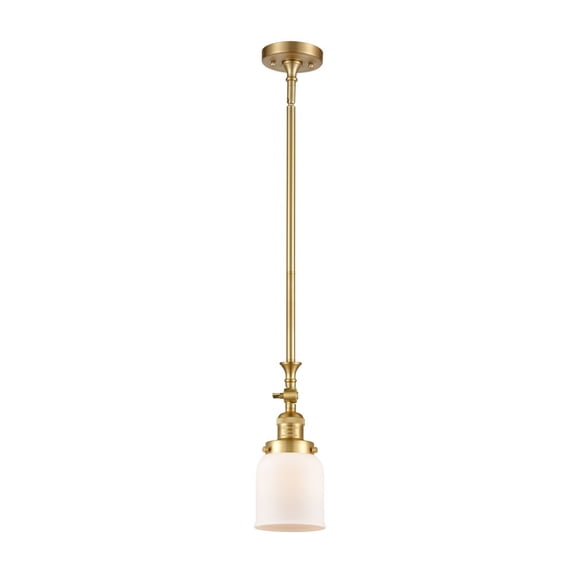 206-SG-G51-Innovations Lighting-Bell - 1 Light Stem Hung Tiltable Mini Pendant In Industrial Style-14 Inches Tall and 5 Inches Wide-Satin Gold