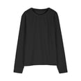 thumbnail image 6 of lkfuzj Girls Shirts for 5-14 Years Long Sleeve Crewneck Pullover Tops Solid Color Loose Fit Sweatshirts Fashion Casual Tunic Blouses for Kids 5-14 Years - Black, 6 of 10