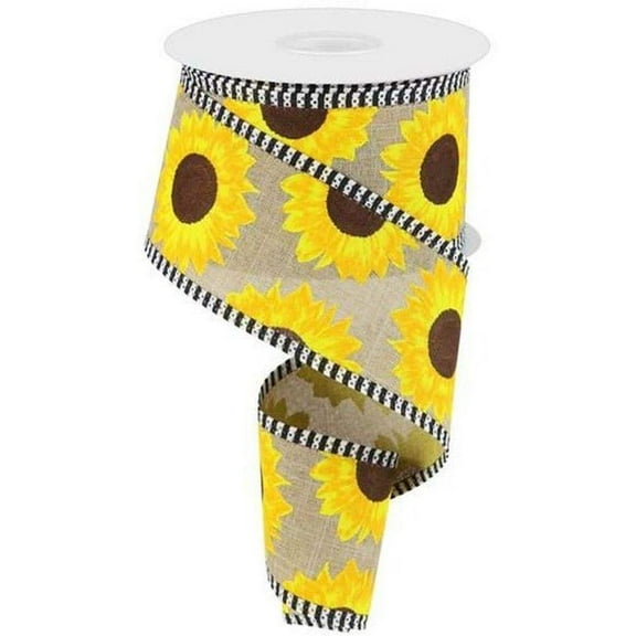 2.5" Sunflower Thin Stripe Ribbon: Beige (10 Yards)