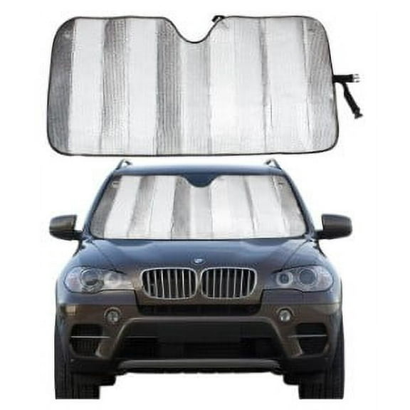 Folding Collapsible Silver Foil Car Sunshades (1), 24x50 in. for Front Windshield Windows