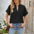 thumbnail image 5 of SHITINN Women Casual Fashion Solid V Neck Short Sleeve Button Loose Shirt Blouse Top Womens Blouses Casual Short Sleeve Tunic Tops for Women Summer Top, 5 of 8