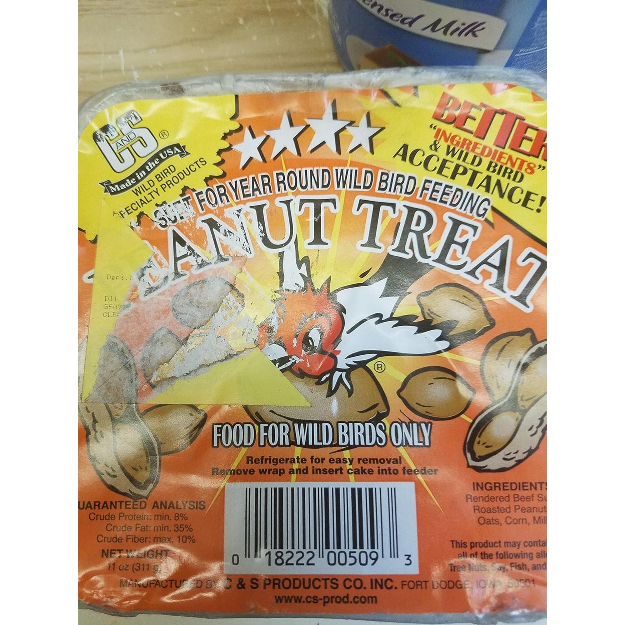 1-pack C & S Products Peanut Treat Suet - Beef Flavor Suet for Birds - 1 Pack, 11.75 Oz — Construction & DIY Use, Standard Hardware Spec