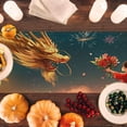 thumbnail image 4 of 1pc Linen A golden dragon flying in the sky  surrounded by auspicious clouds and lanterns Party Decoration, Gift, Holiday Decorations, Room Decor, Scene Decor Dining Table Decoration, 4 of 6