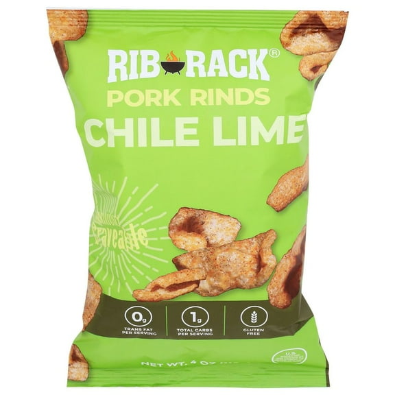 Rib Rack Chile Lime Pork Rinds 4 oz (Pack of 6)