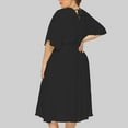 thumbnail image 5 of cfhntfmh Plus Size Dresses for Curvy Women Lounge Half Bell Sleeve Dress Smocked Cross V Neck Flowy Midi Dress, 5 of 5