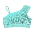 thumbnail image 6 of Alvivi Kids Girls Sequin Ruffled One Shoulder Ballet Dance Crop Tops Jazz Modern Dance Vest Mint Green 12, 6 of 7