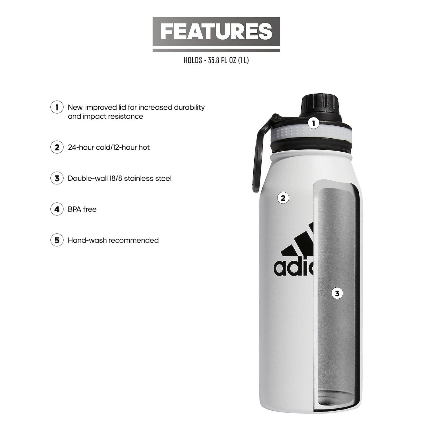 adidas water bottle 1 litre