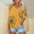 thumbnail image 2 of Tiqkatyck Womens Graphic Tees Womens Fashion 2025 Short Sleeve Casual V Neck Summer Tops Cute Loose Fit Blouses Graphic Tees Plus Size Tops for Women Going Out Tops for Women Yellow XXXL, 2 of 6