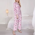 thumbnail image 3 of Balery Pink bows Conjunto de Pijama con Estampado para Mujer, Conjunto de Dos Piezas con Manga Larga, Ropa de Dormir Suave con Bolsillos, Pijamas Cómodos-Large, 3 of 7
