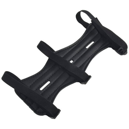 3 Strap Archery Arm Guard Armguard Wrist Protection Black Pu Leather for Hunting Practice Protection Safe Strap