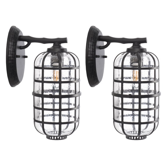 SAFAVIEH Rigel Modern LED Black Outdoor Wall Sconce (Set of 2)
