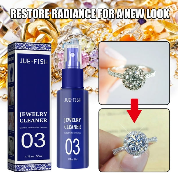 Limpiador de joyería para oro, plata, diamantes y anillos - Removedor de óxido y deslustre, spray de 50 ml - fórmula suave, seguro para todos los metales y piedras preciosas