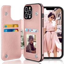 Tiflook Wallet Case For iPhone 13 Pro (6.1 inch) 2021 Minimalist PU Leather Card Holder Magnetic Closure Slim Cover Rose Gold