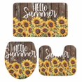 thumbnail image 2 of Vintage Sunflower Bathroom Rugs Set Hello Summer Floral Wood Grain Non Slip Absorbent Soft Bath Mats 3 Piece Set with Bathroom Rug, U-Shaped Floor Mat, Toilet Seat Cover Large Size, 2 of 9