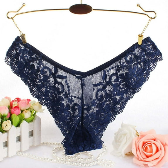 HUPOM White Underwear Women Underwear For Women Briefs Leisure Tie Drop Waist Blue L
