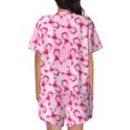 thumbnail image 4 of Womens Pajama Sets With Pocket, Breast Cancer Awareness-Q Lounge Sets Short Sleeve Sleepwear PJ Sets for Women, 4 of 6