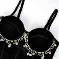 thumbnail image 4 of Women's Rhinestone Tassel Corset Top, Spaghetti Straps Sexy Underwire Bustier Halloween Camisoles Tops, 4 of 7