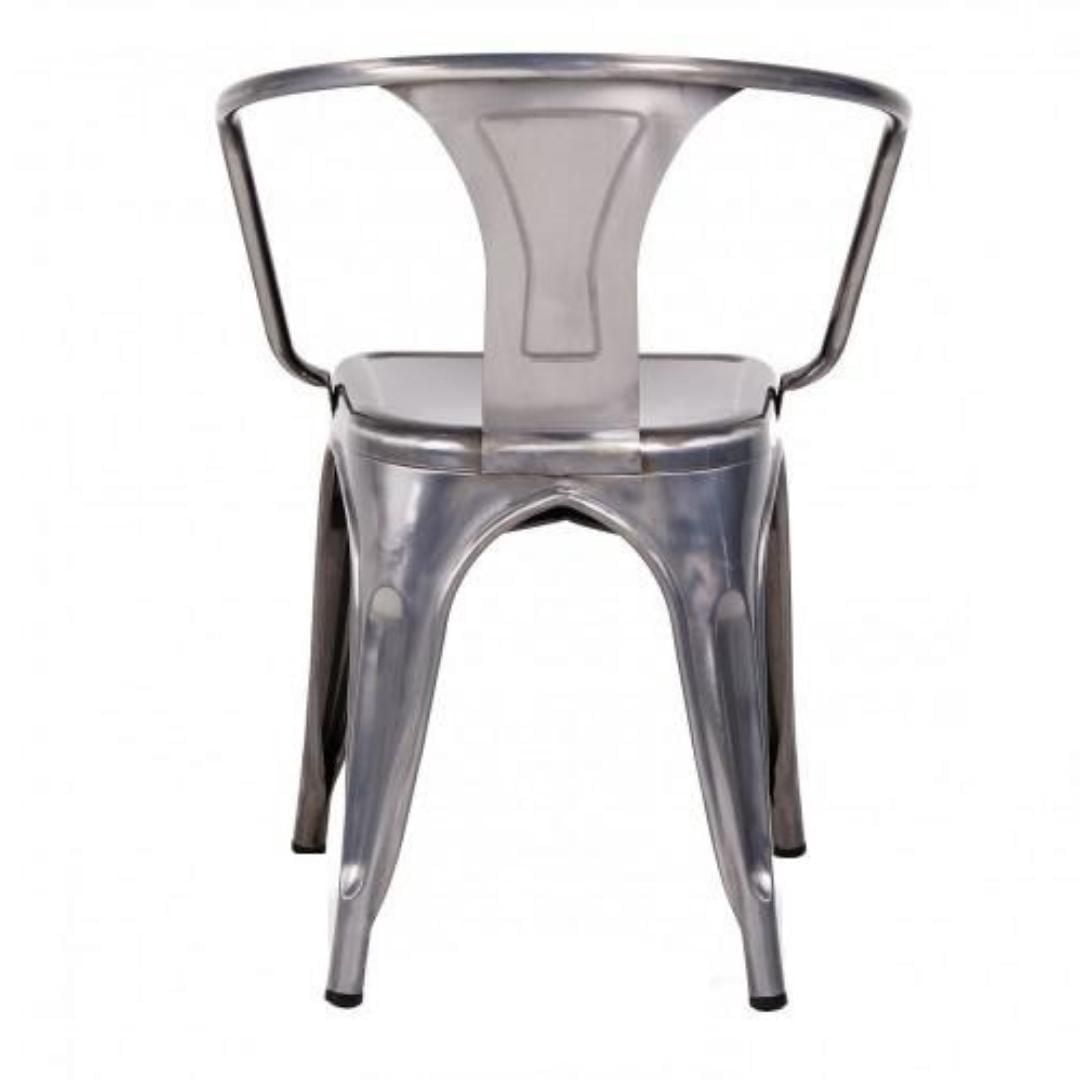 Iconic Tolix Gunmetal Arm Chair – Durable, Lightweight, and Industrial-Style Metal Dining Chair Perfect for Modern, Rustic, or Urban Spaces