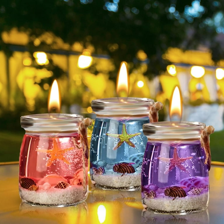 Ocean Theme Blue Purple Pink Gel Candle, Ocean Gel Candle with