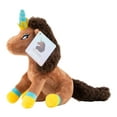 thumbnail image 2 of Afro Unicorn Plush Animal for Any Age in Brown with Soft Gold and Blue Trim, 2 of 6