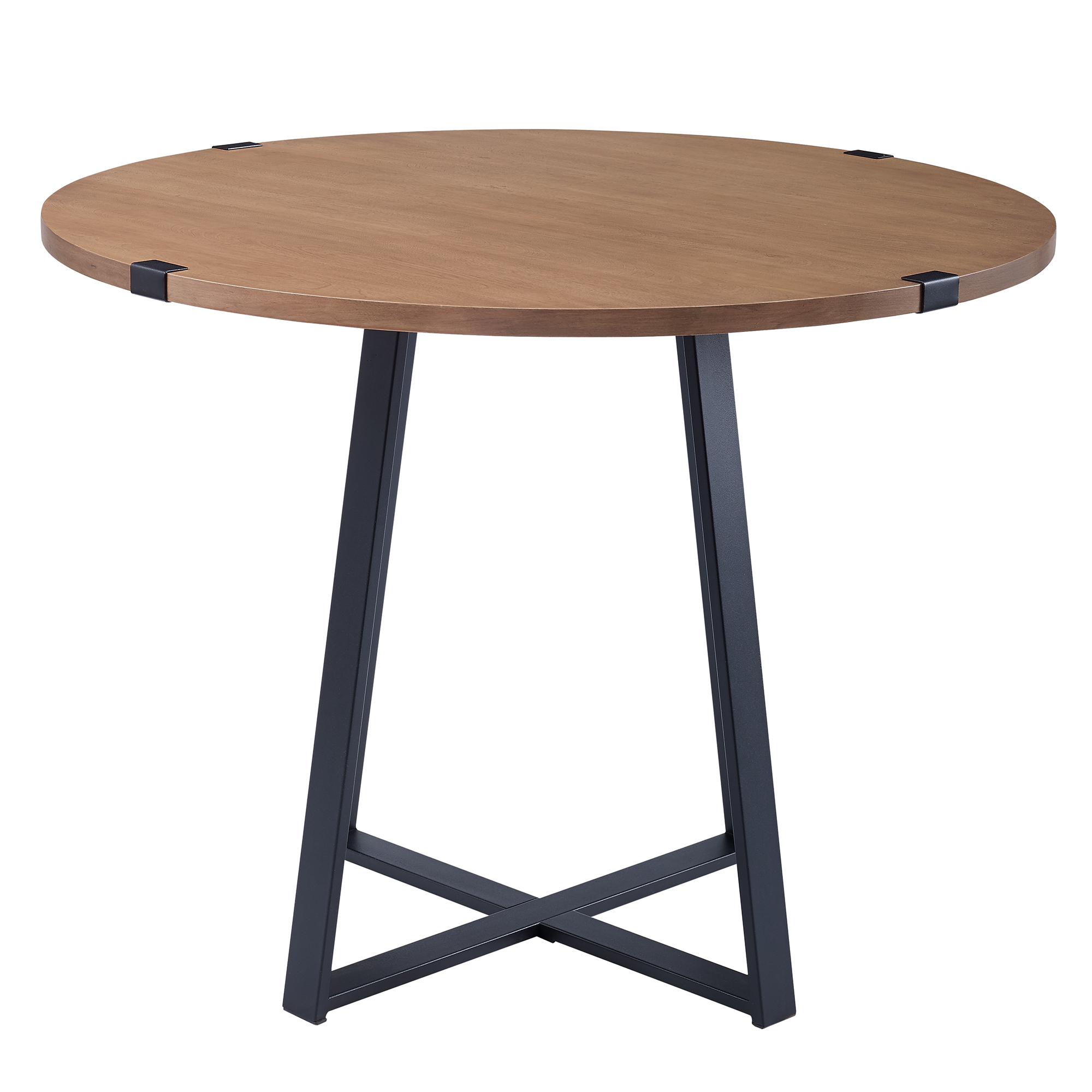 Manor Park Rustic Round Dining Table, English Oak/Black