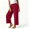 thumbnail image 6 of Oksale Linen Pants Women Petite Loose Wide Leg Ruffle Pull On Pants with Pockets Elastic Waist Summer Cotton Trousers Red XL, 6 of 8