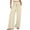 Beige, variant on Trendy Pant for Women Linen Pants Women Summer Wide Leg Pants Drawstring Elastic Waist Pants High Waisted Pants Casual Beach Trousers Grey