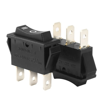 264v Switch - AC 20A/125V 22A/250V SPDT 3P On/Off/On 3 Position Boat Rocker Switch Black