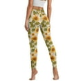 thumbnail image 2 of Renewold Sunflower Leaf Pocket Yoga Pants for Women Active Yoga Leggings Butt Lifting Elastic Essential Leggings Lightweight Sportswear Running Tights Ankle Pants, 3XL, 2 of 8