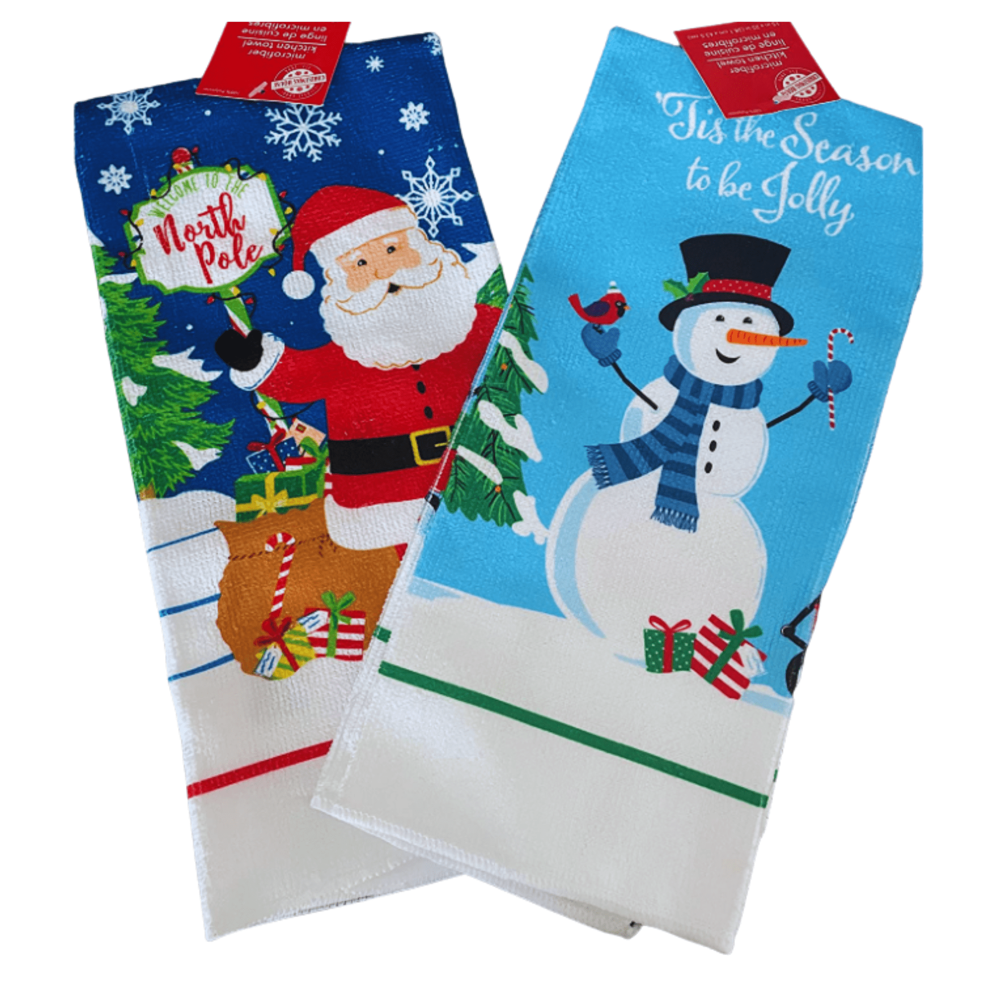 FSSTAM Microfiber Cleaning Cloth Christmas Towels Set of 2 Santa