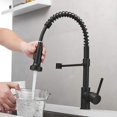 thumbnail image 3 of Kitchen Faucets Commercial Solid Brass Single Handle Single Lever Pull Down Sprayer Spring Kitchen Sink Faucet, Matte Black 9009R, 3 of 5
