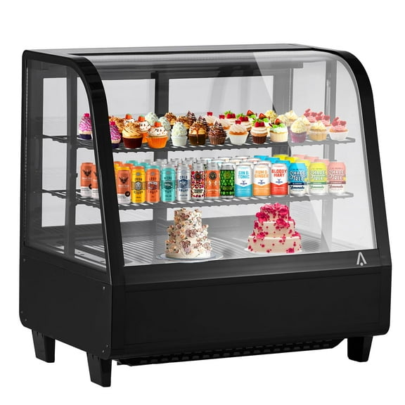Ataucjin Commercial Cake Display Refrigerator, 3.6 Cu.Ft./100L Single-Door Merchandiser with Interior LED Lighting, Double-Layered Glass, Countertop/Floor Refrigerator, 110v