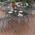 thumbnail image 3 of BizChair 31.5" x 55" Silver Rectangular Tempered Glass Metal Table with Umbrella Hole, 3 of 11