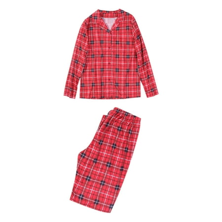 

Matching Family Pajamas Sets Christmas Pjs with Letter and Plaid Printed Long Sleeve Tee and Bottom Loungewear Christmas Suit for Family