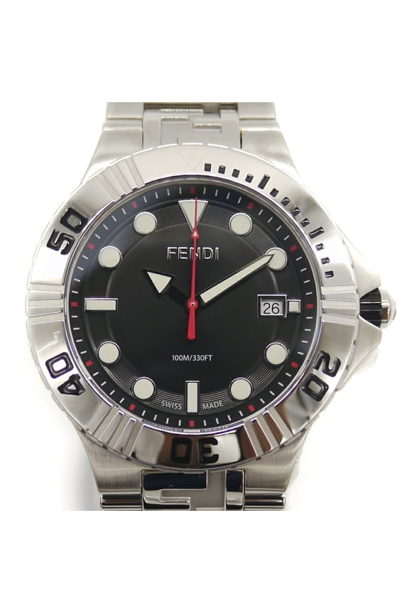Pre-Owned FENDI NAUTICO F108100101 Quartz Watch with Black Dial