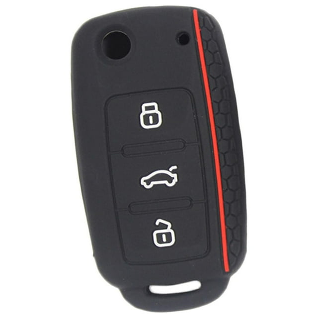 Almencla Silicone Car Remote Key Fob Cover Jacket Protector for Red Wire Black Red Wire