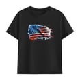 thumbnail image 4 of Boys Girls 2 Piece Outfits Independence Day USA Flag Print Set Crew Neck Short Sleeve Tees Elastic Waist Shorts (6 Years, Black), 4 of 9