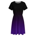 thumbnail image 4 of Black And Purple Gradient Dress Summer Street Style Dresses Female Short Sleeve Printed Sundress, 4 of 7